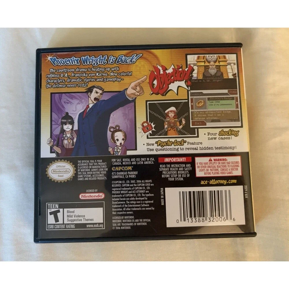 Phoenix Wright Ace Attorney Justice For All Nintendo DS CIB Tested Case Manual